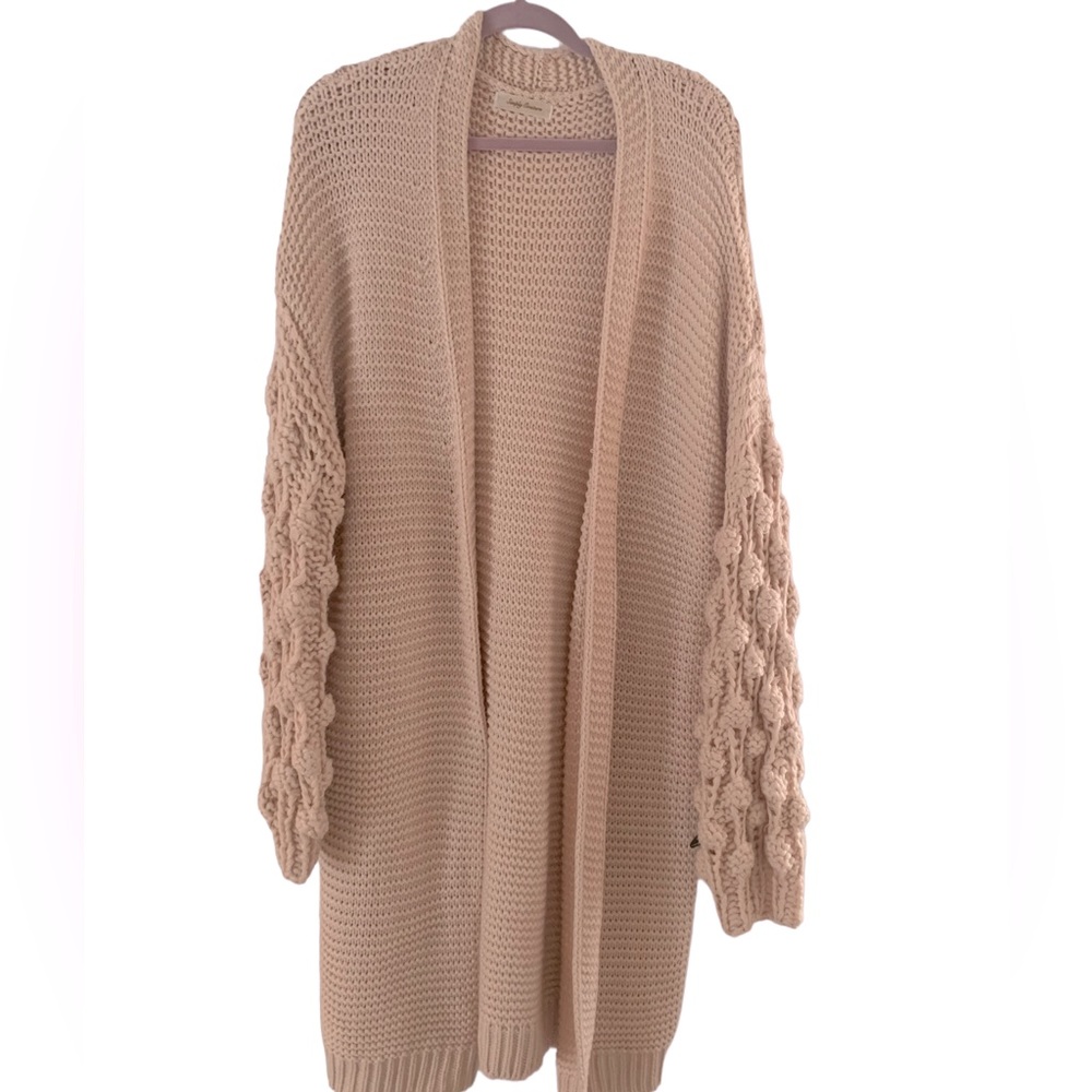 Simply Couture Long Open Cardigan Women’s Balloon Sleeve OSFM Blush Pink